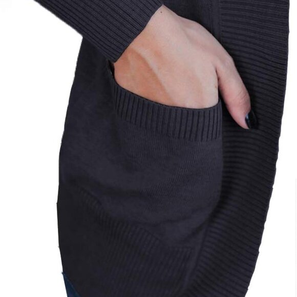 Women's Open Front Casual Long Sleeve Knit Classic Sweaters Cardigan with Pocket - Picture 3 of 3